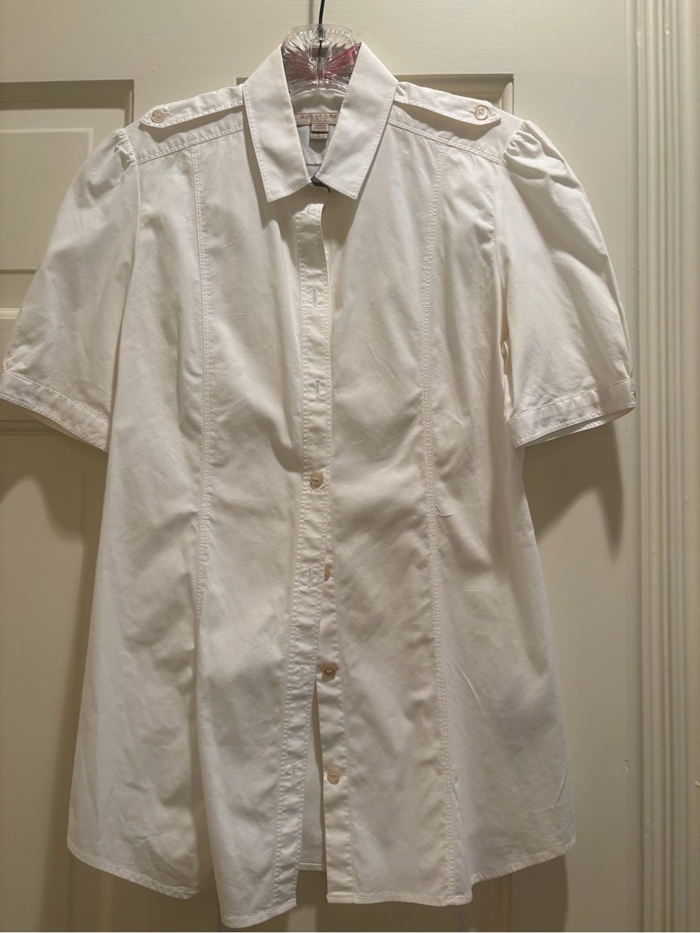 Burberry White Short-Sleeve Button-Down Shirt